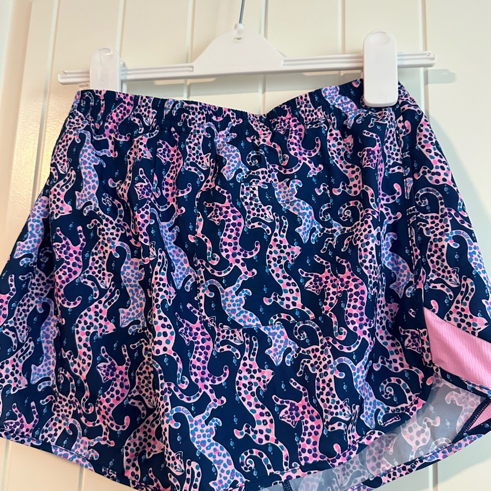 Lilly Pulitzer Blue and Pink and Purple Leopard Luxetic Shorts